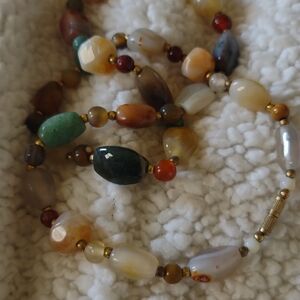 Vintage multi-colored genuine agate necklace